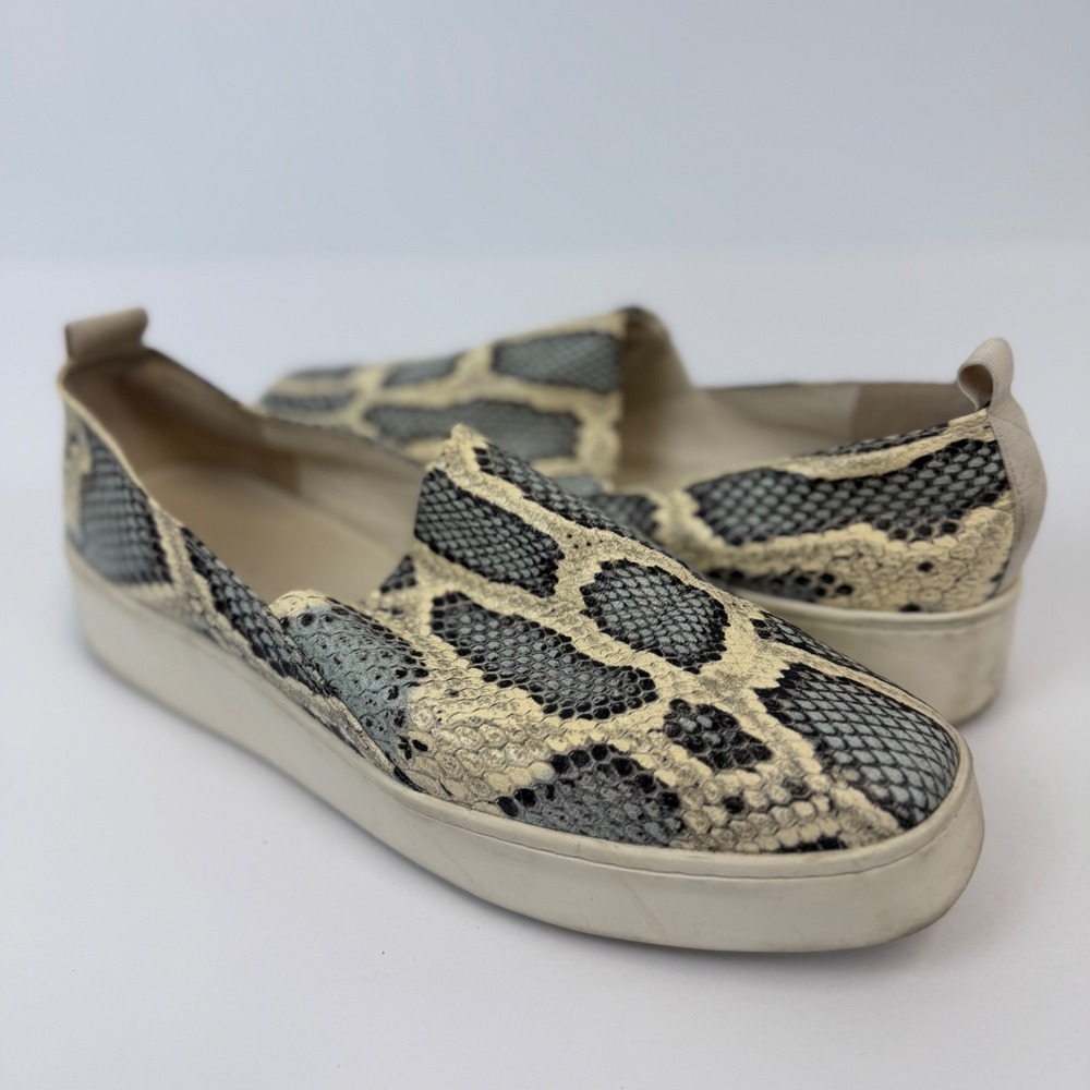 Vince Snakeskin Platform Slip On‎ Sneakers 9.5M Grey Python Print